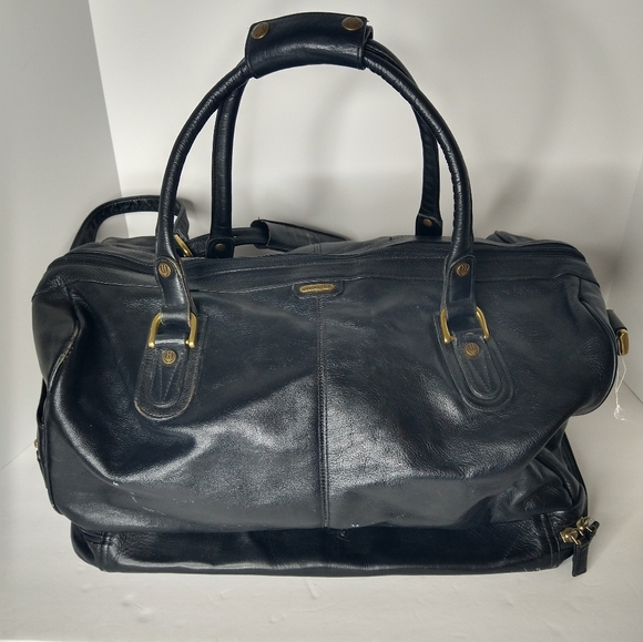 Hidesign Bags Hidesign Leather Vintage Duffel Bag Black With